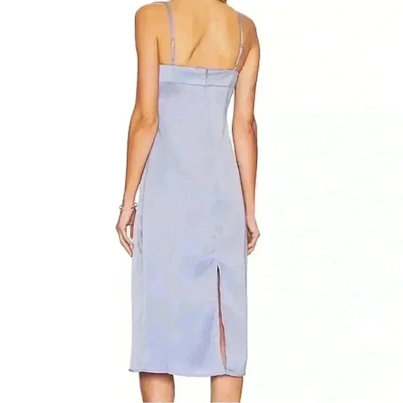 We Wore What Cowl Midi Satin Charmeuse Dress in Slate Blue, Size 4. NWT! - Picture 6 of 15